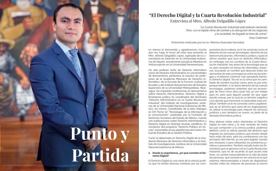 IEBA_Ecuador's tweet photo. Felicitamos a nuestro miembro honorario, @adelgadilloMX , por su entrevista, sobre "El Derecho Digital y la Cuarta Revolución Industrial", para la Gaceta del Tribunal Federal de Justicia Administrativa de México 🇲🇽.
#DerechoAdministrativo
#IEBA https://t.co/Qg81ZrzQuk