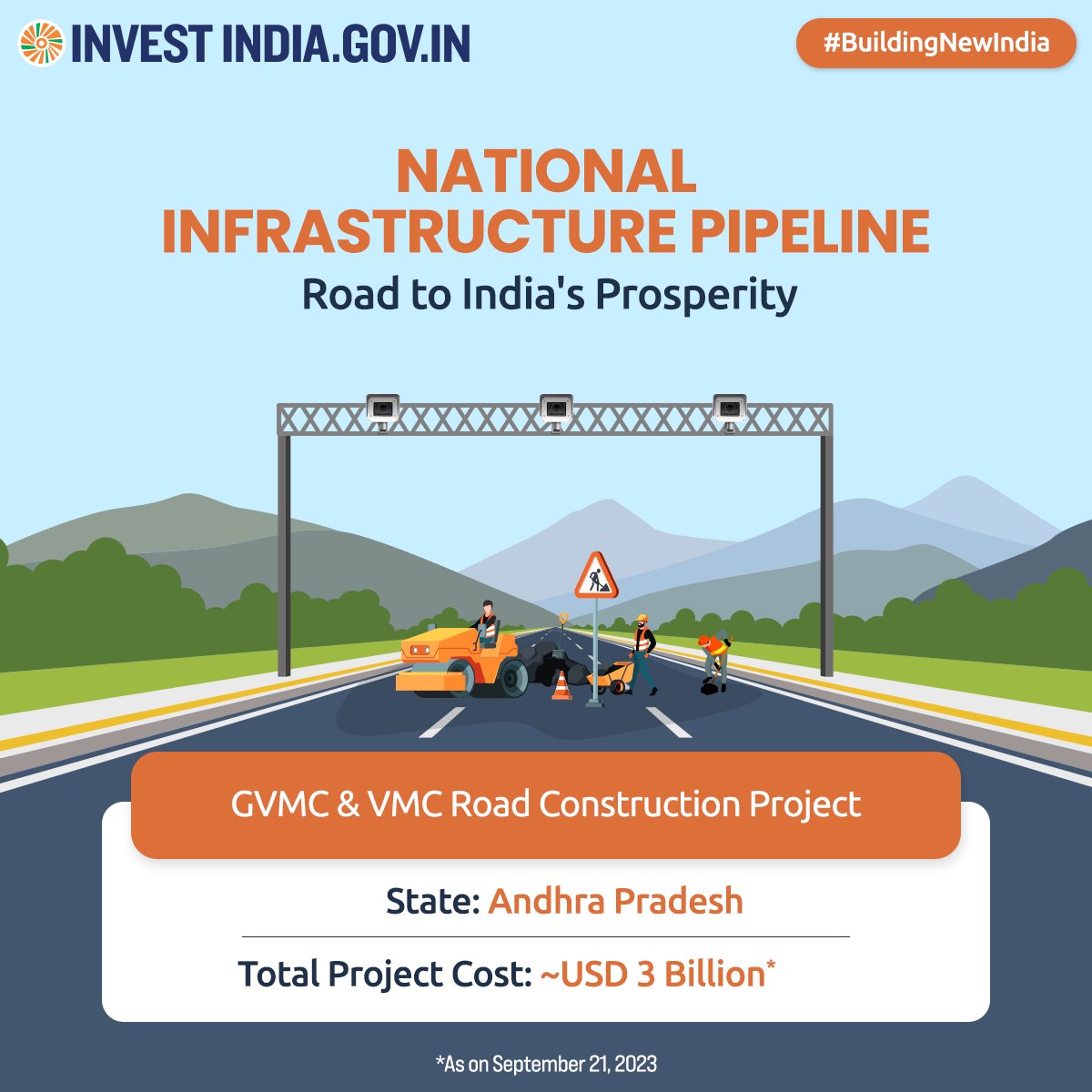 GVMC & VMC Road Construction Project under #NIP will build new roads, bridges, underpasses, and tunnels, ensuring smooth transportation in #AndhraPradesh

Know more: bit.ly/page_NIP

#BuildingNewIndia #InvestInIndia #NationalInfrastructurePipeline #InvestInAndhraPradesh