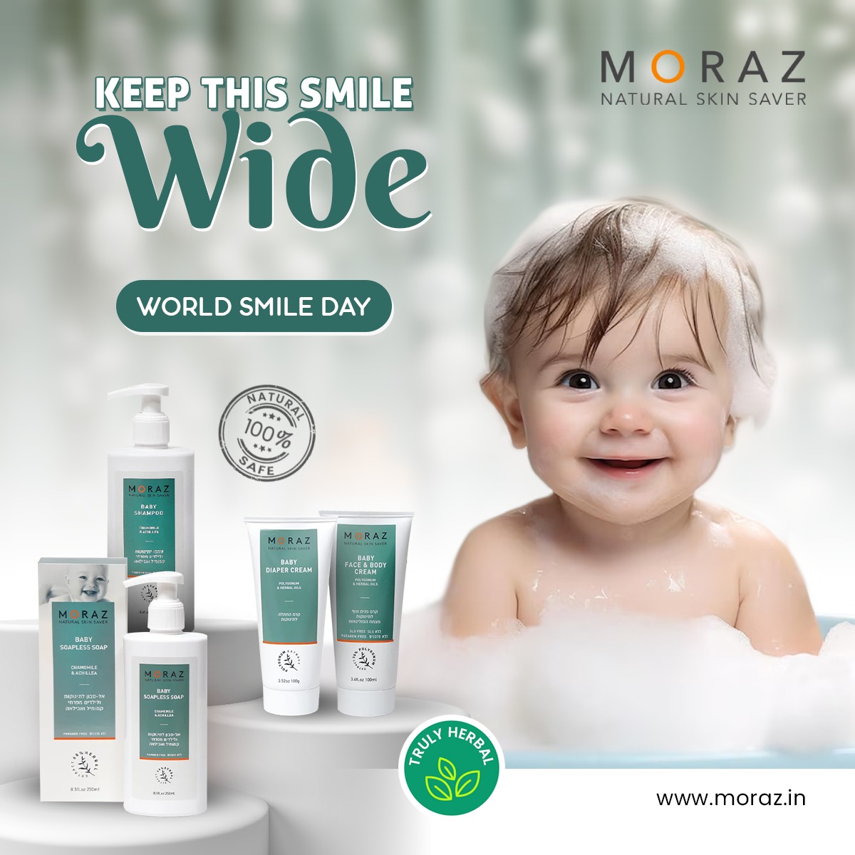 IndiaMoraz's tweet photo. 📷Happy Smile Day📷! On this special day, embrace the joy of your baby's smiles with Moraz's gentle and natural baby care products. We're here to keep those adorable grins wide and bright! 📷

#moraz #skincare #smileday #worldsmileday #happy #excitement #babies #care https://t.co/HtDarOCnOd