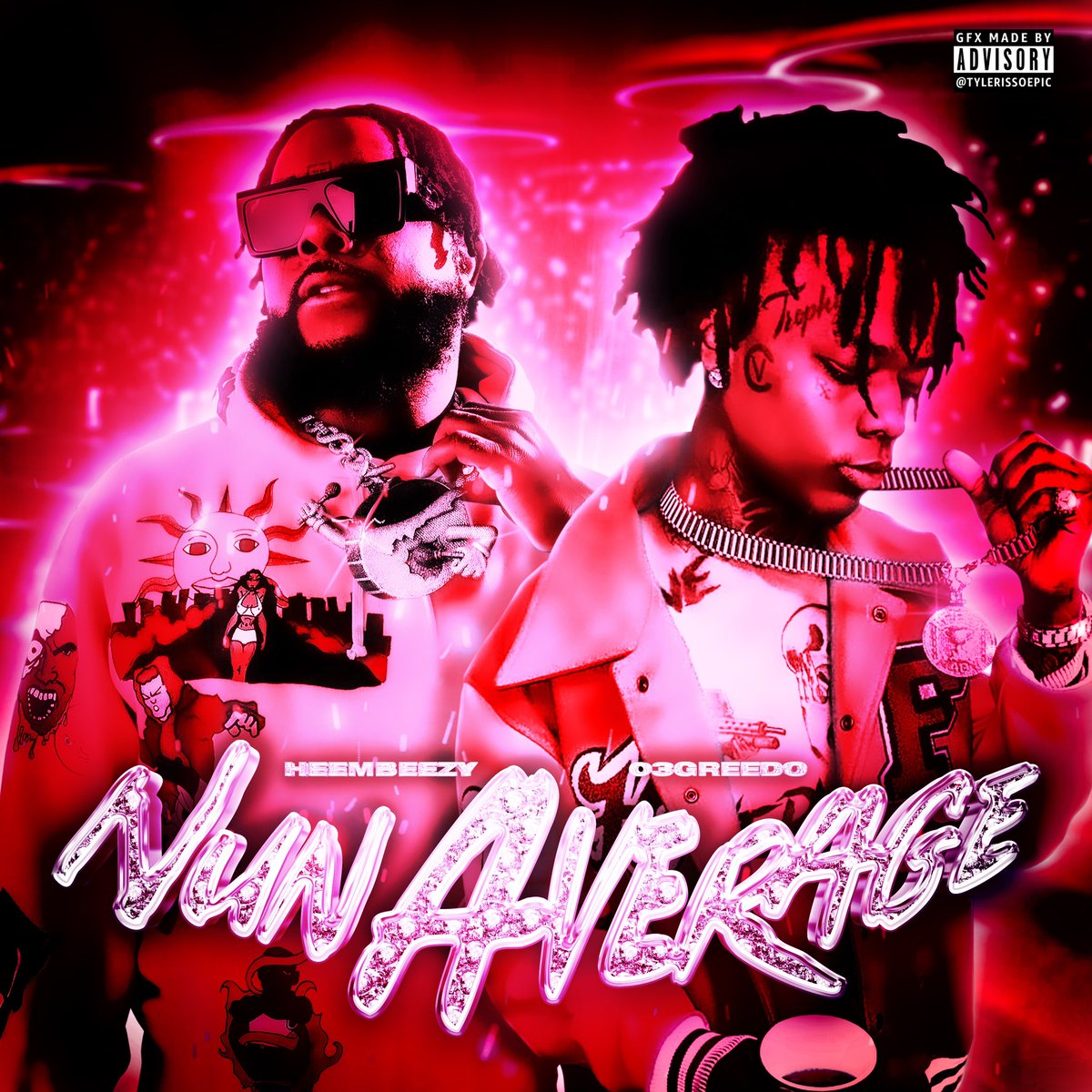 tylerissoepicOG's tweet photo. @03Greedo x @RealHeembeezy_ - ‘Nun Average’ Official Cover Art Designed By Me ☄️🦅 (2023) https://t.co/7UdUCul2pn