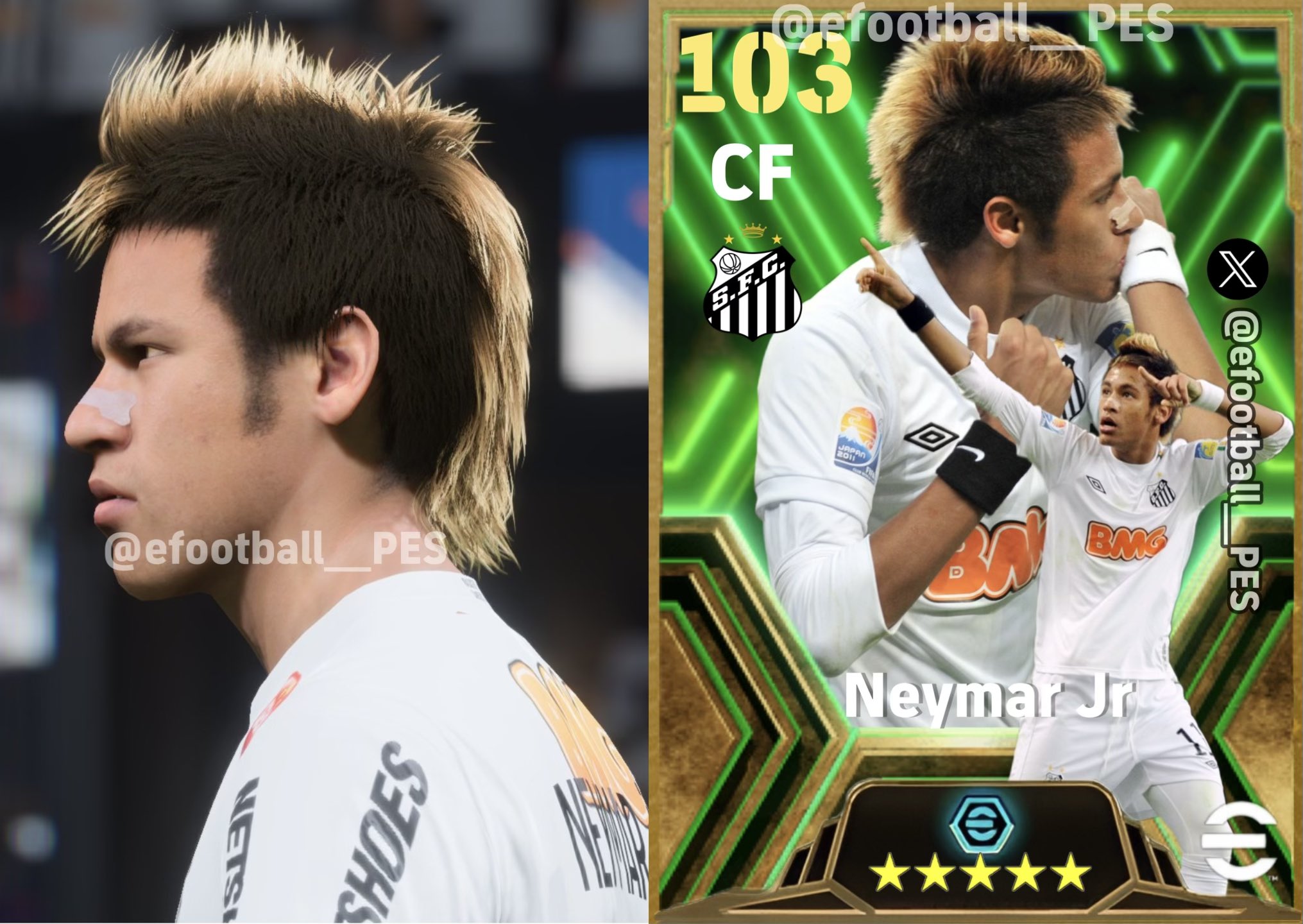 Efootball__PES on X: 【Epic : Neymar jr】with booster card ⭐️Club : Santos  FC⭐️ Neymar (Age 19) : CF 'Deep-Lying Forward' ~as per database P.S. face  image not yet updated #Neymar #eFootball2024 💜🖤 #