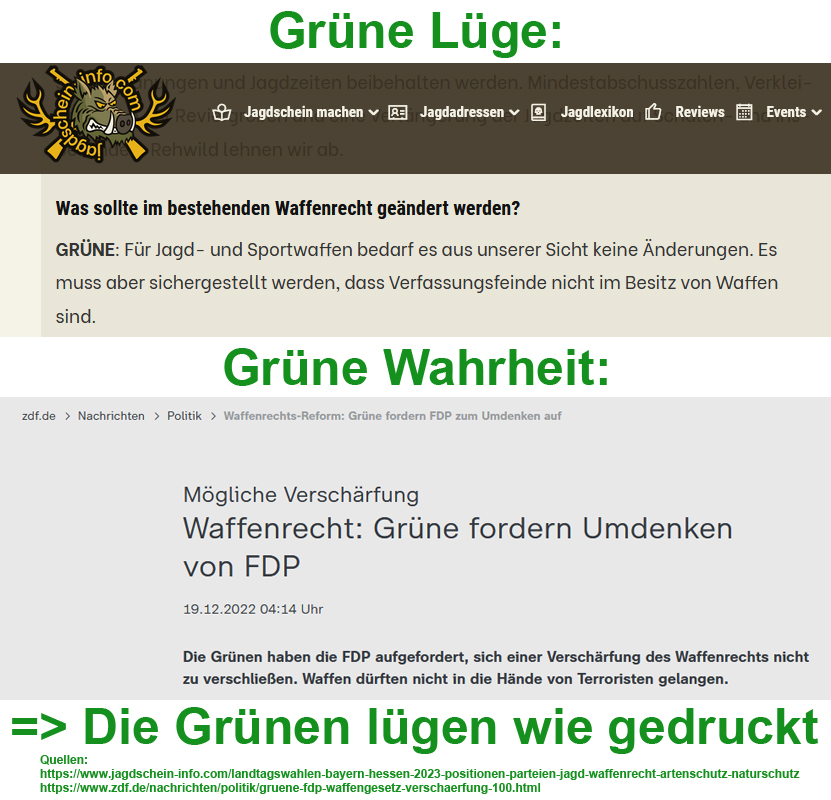 Die Ökosozialisten der #Grüne n nahmen es mit der Wahrheit noch nie so genau. Aktuell läuft ein Versuch, die #Jäger einzulullen & Stimmen abzufischen. Fallt nicht drauf rein, seid informiert. #Jagd #BJV #ltwby #ltwby23 #Waffenrecht #fight4right #NextGuneration @KathaSchulze