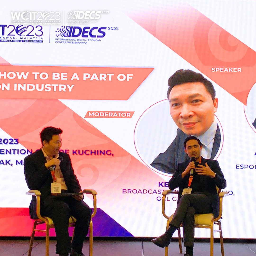 WCITIDECS2023's tweet image. We delved into the world of Esports with Keith Liu, Broadcast Presenter &amp;amp; CMO at GCL Global as moderator, joint by Adrian Gaffor, Co-Founder of Esports Business Network (EBN) on stage.

#WCITIDECS2023 #WCIT2023 #IDECS2023