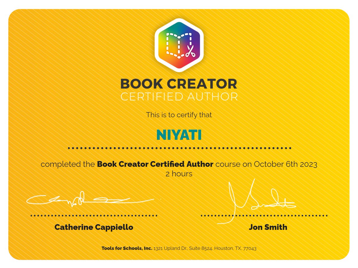 🏆📖 ❤️ 
Received @BookCreatorApp certified author level 1 badge.
It's been an awesome journey of creating interactive and engaging digital books📚🖊 
Excited to empower my students!!
#BookCreator #EdTech #DigitalLiteracy
@sdg4all @ashokkp @y_sanjay @pntduggal @kandhari_ekta