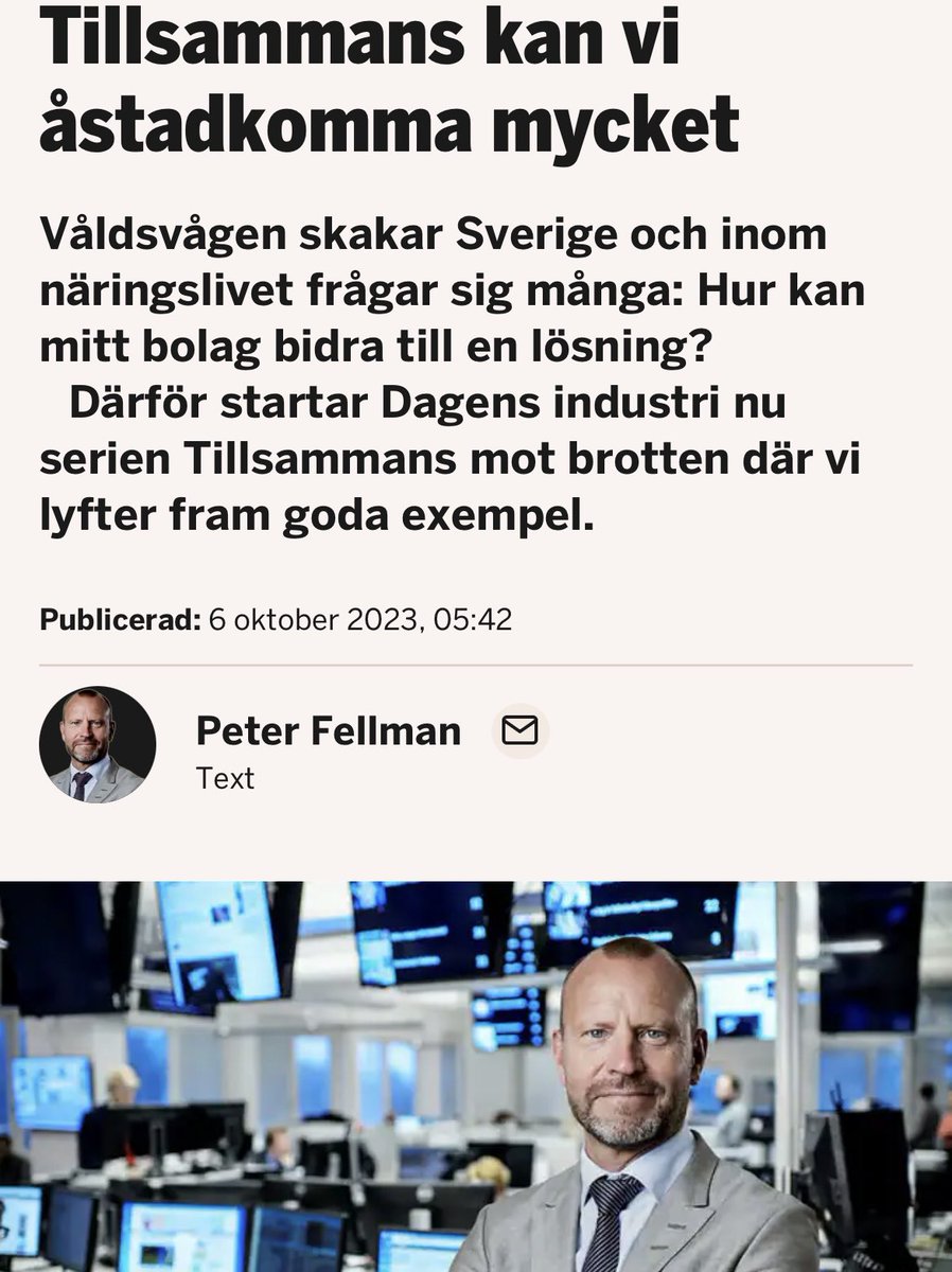 Vår nya serie om hur Näringslivet spelar en nyckelroll för att få tillbaka Sverige på banan igen.

di.se/nyheter/peter-…