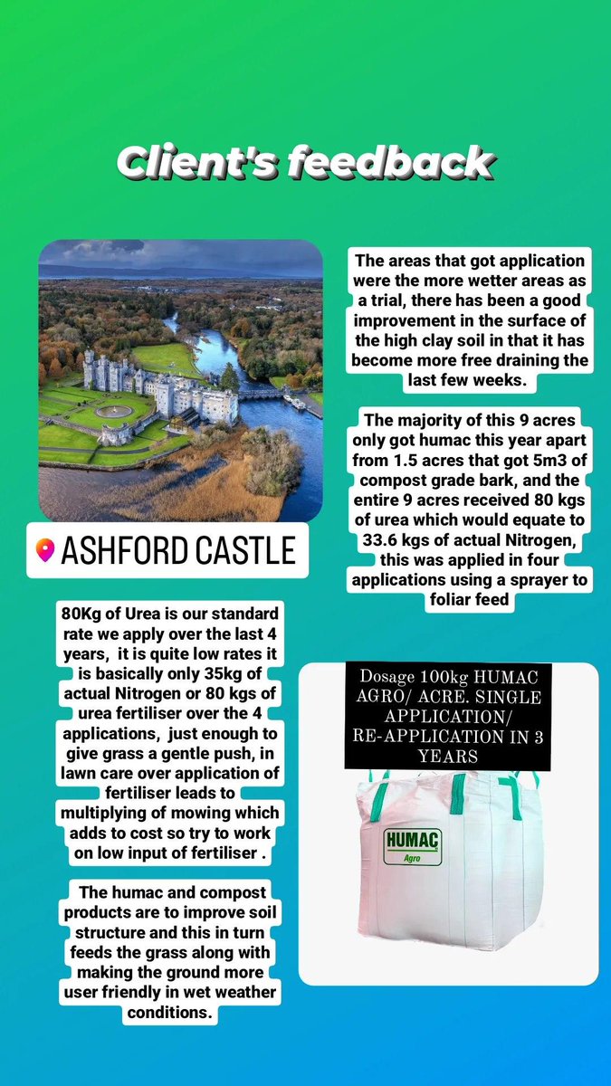 IvankaLend's tweet photo. HUMAC AGRO application on a golf course 
✅️Dosage 100kg/acre
Single application/ re-application in 3 years

Check the photo for further info⬇️

#naturalhumicacids #healthysoil #freefromchemicals #irishlandscaping https://t.co/wypwKxIknK