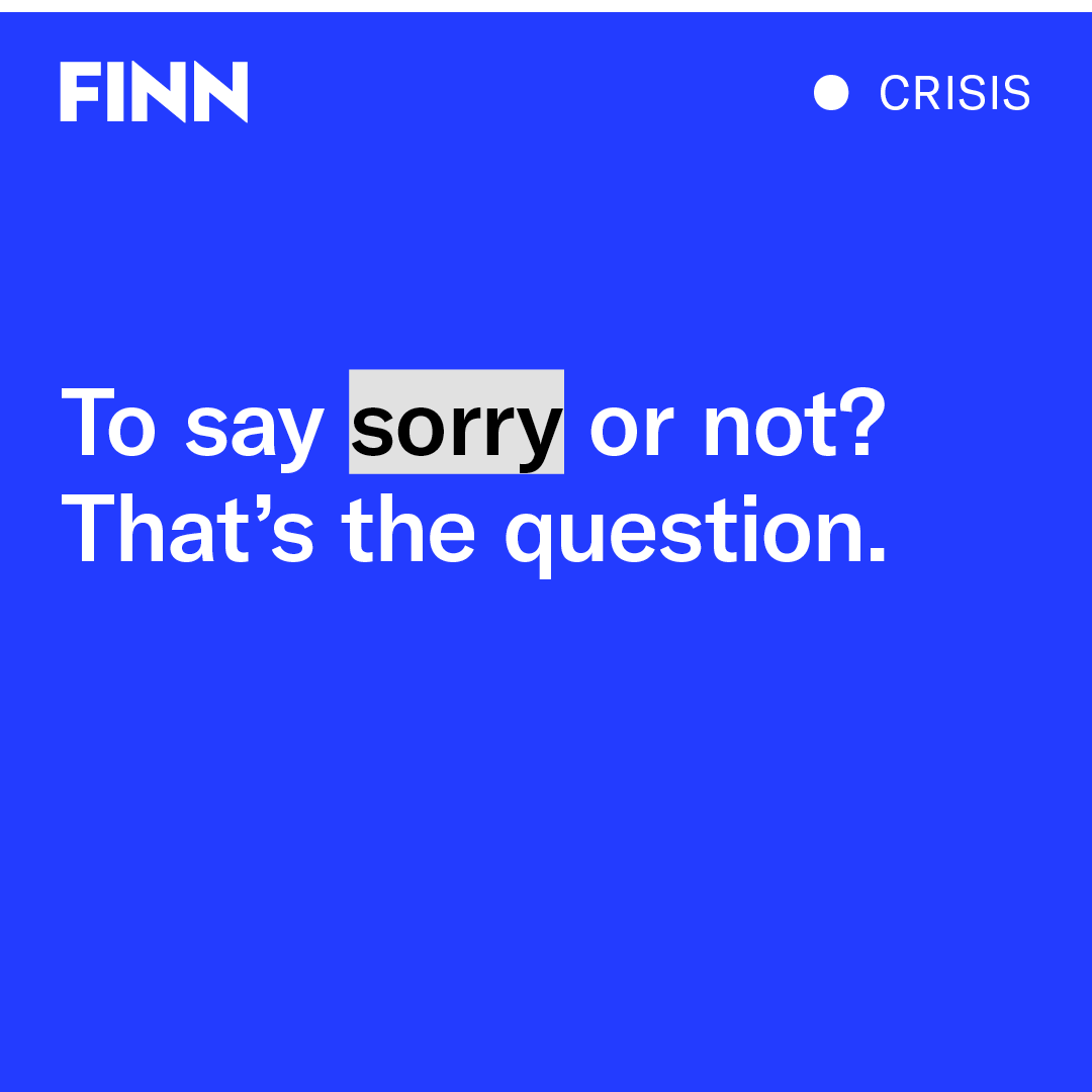 FINNbe's tweet photo. To say sorry or not? 🤔 It's one of the main dilemma's in #crisiscommunication, and more so when individuals get caught up in a #scandal. William Benoit generally argues remorse for mistakes made is the way to go. (1/2) https://t.co/iOjmpezdqE