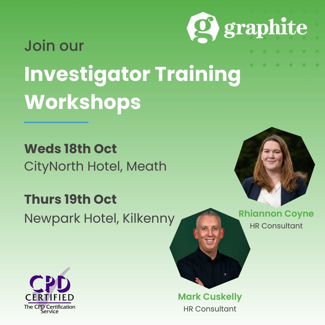 GraphiteHRM's tweet image. Click below to find out more about the Meath workshop:
eventbrite.ie/e/investigator…

Click below to find out more about the Kilkenny workshop:
eventbrite.ie/e/investigator…

#hrworkshops #investigations #cpd #training #employmentlaw #hr