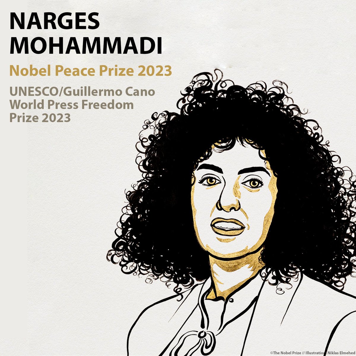 Congratulations to Narges Mohammadi, winner of the #NobelPeacePrize.

Mohammadi was also awarded this year the ‌UNESCO/Guillermo Cano World #PressFreedom Prize.

on.unesco.org/3ZNqqZw #NobelPrize