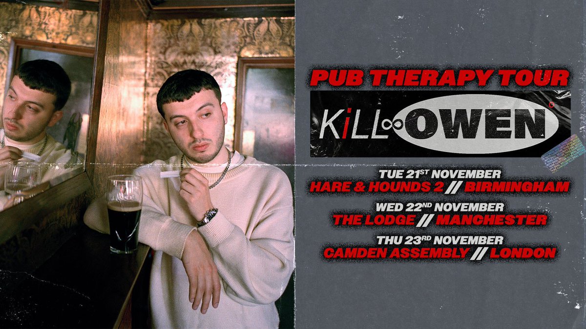 Proud to announce @killowen_ First UK TOUR!
Cc: @livenationuk &amp; @earthmusicagency 

You can sign up for pre-sale tickets by pre-ordering Pub Therapy EP via the link below 

killowen.tmstor.es