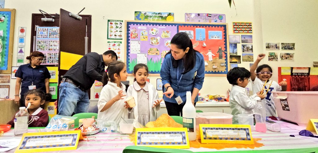 StaceyJudith's tweet photo. What a spectacular showcase of scientific experiments &amp; principles by #KG1DCuriousCats😻 for their first @NMSKindergarten #Innofest #SciFest 👏🏽🌟  A perfect end to an educational #ScienceWeek🥼 Thank you for visiting us, Ms @MichelleVerghe1 &amp; Ms @ChristineDeNor1 @gemsnms_alkhail https://t.co/96s1NJdT1y