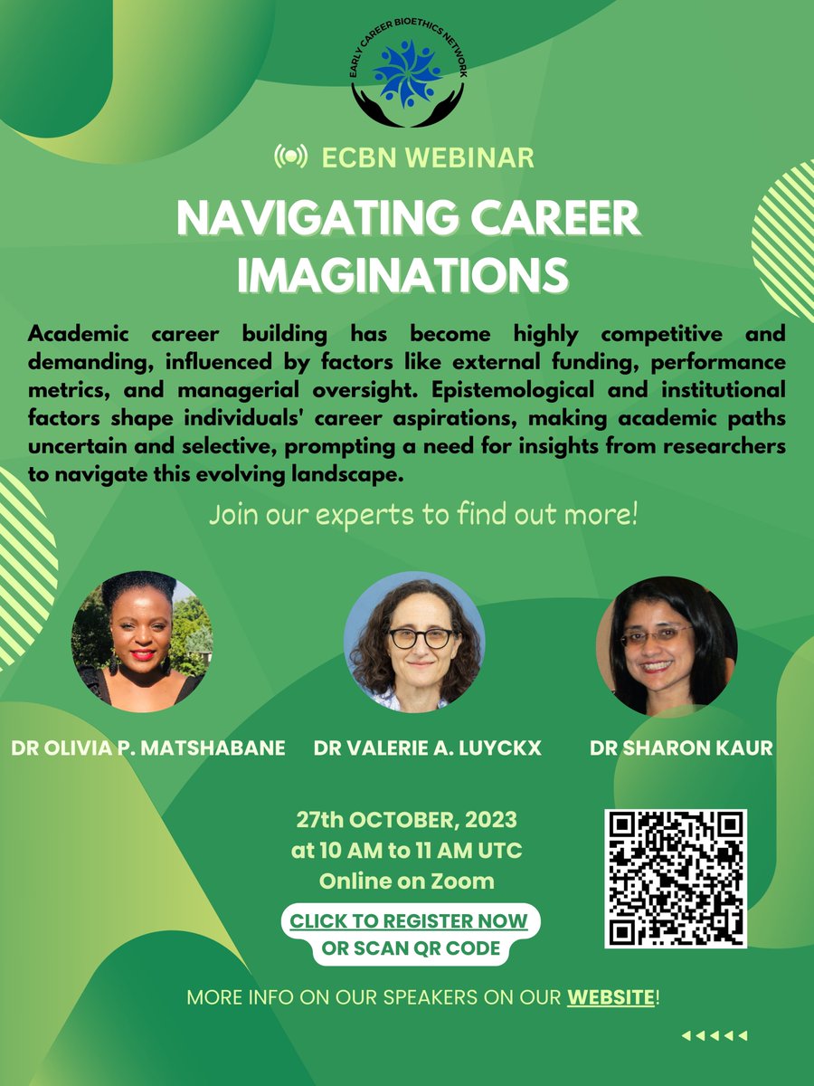 Join us as we discuss navigating career imaginations in bioethics and academia on 27th Oct! Register: tinyurl.com/ECBNOct Info about our esteemed speakers: tinyurl.com/ECBNSpeakers See you!
