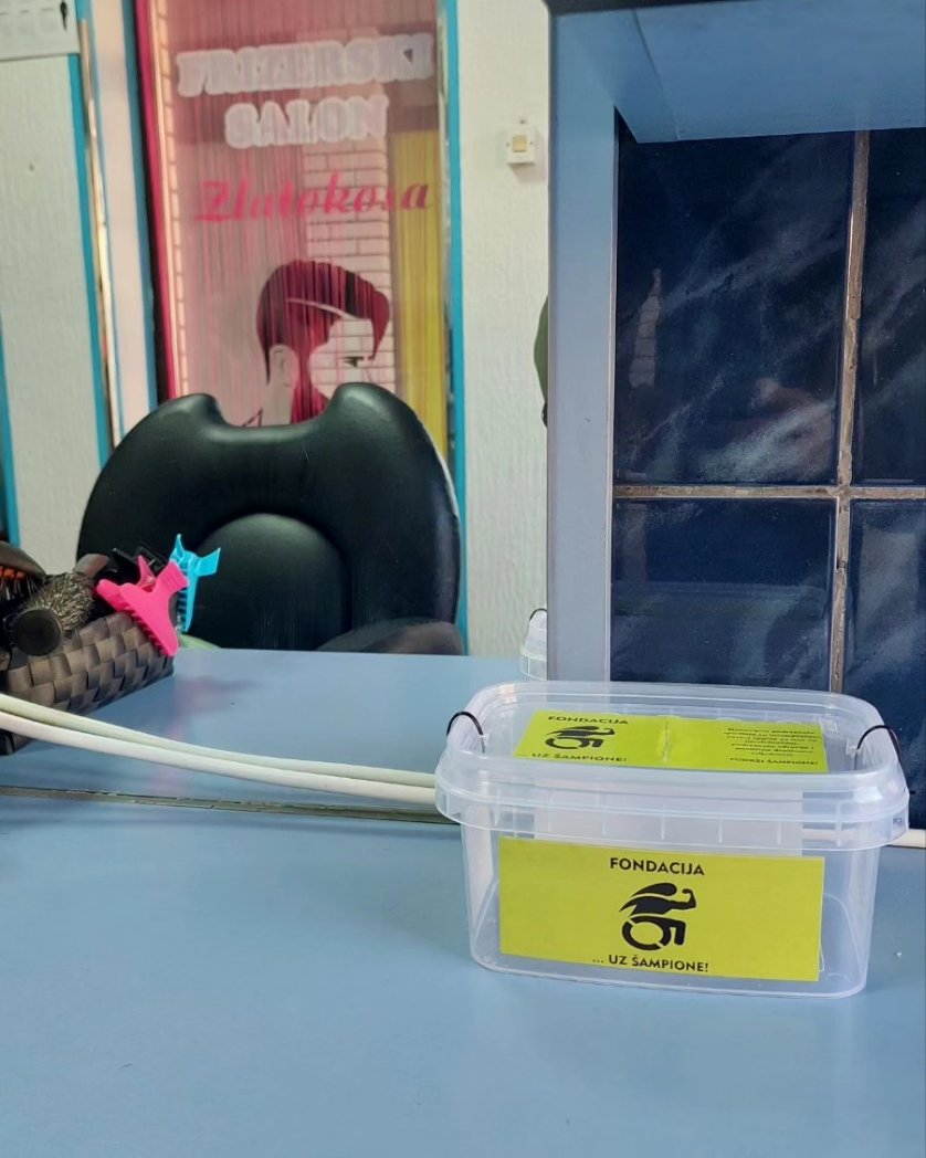 Frizerski salon Zlatokosa je uz šampione! 💪

Nova lokacija na kojoj putem kutija za donacije možete podržati izgradnju trening centra za sportiste sa invaliditetom, rad i ciljeve fondacije.

BUDI UZ ŠAMPIONE! 💪