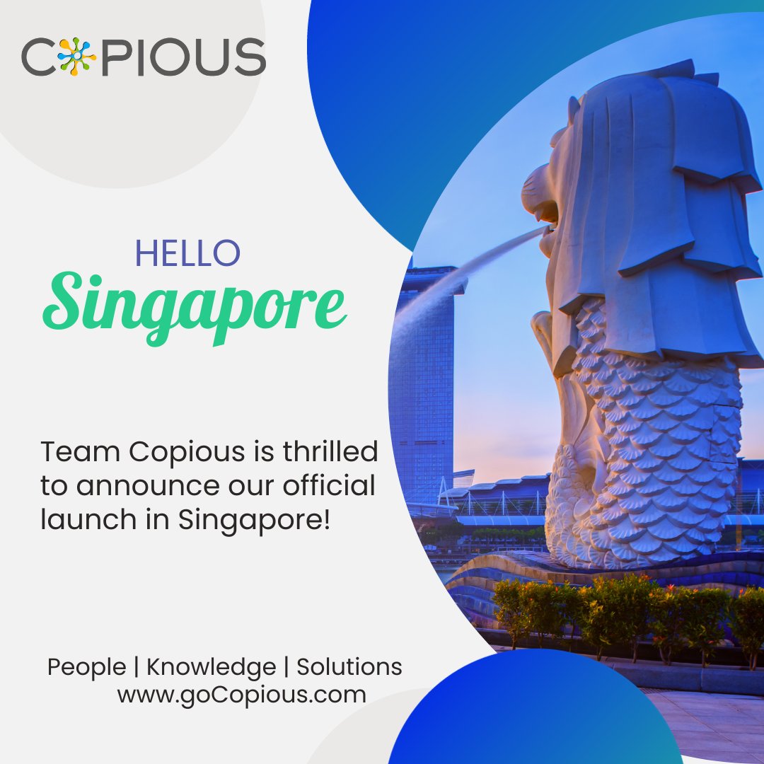 goCopious's tweet image. 🚀 Exciting News! Copious is expanding its horizons to the Global Financial Center, Singapore! 🇸🇬

We bring together engaged talents to provide high-value technology services that help our consultants and clients succeed.

#goCopious🚀#SingaporeLaunch #People #Knowledge #Solution