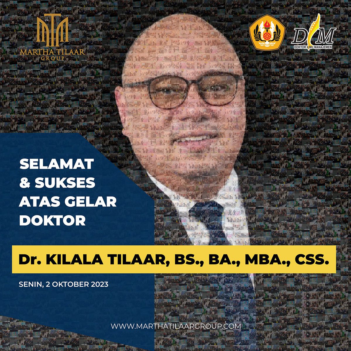 Martha Tilaar Group mengucapkan selamat untuk gelar Doktor yg diraih dengan cumlaude oleh CEO kami, Kilala Tilaar, dalam program studi Doktor Ilmu Manajemen (DIM) Fakultas Ekonomi Bisnis (FEB) Universitas Padjadjaran, Bandung. Sukses selalu, Dr. Kilala Tilaar, BSBA.,MBA.,CSS.! ♥️