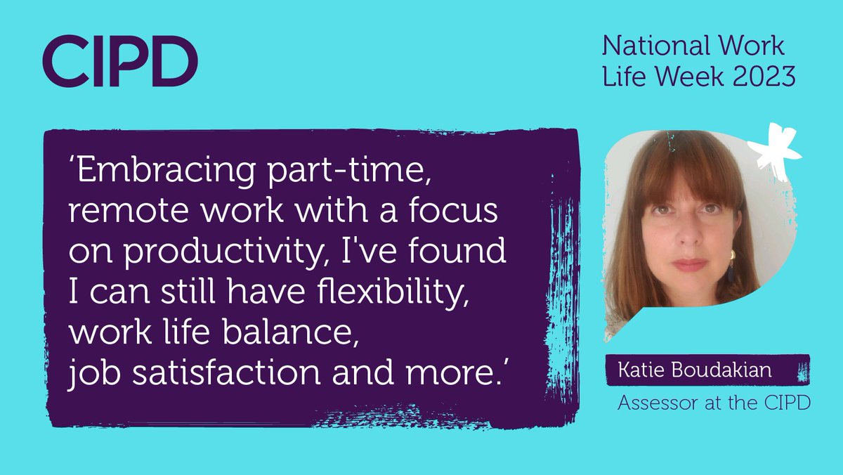 During #NationalWorkLifeWeek, we're highlighting employee's working experiences through internal blogs 📝

Hear more about working life for employees at the CIPD through this quote extract from Assessor, Katie Boudakian's blog 💭

#WorkLifeWeek #WorkLifeBalance #WorkAtTheCIPD