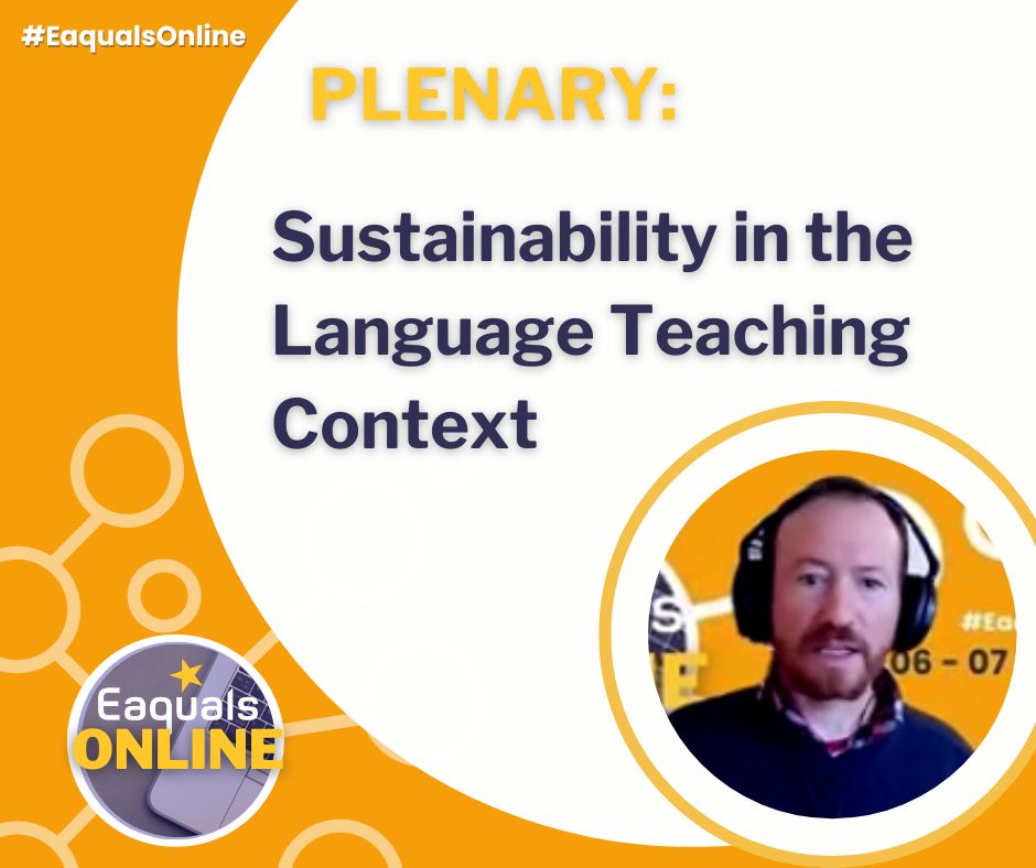 Eaquals's tweet photo. The plenary speaker, @OwainLLewellyn described sustainability as a credit card debt we want to pay off quickly. From his research, he also showed us that all students agree that environmental issues should be included in their curricula.
#EaqualsOnline #Eaquals #sustainability https://t.co/p0cNpT4cW5