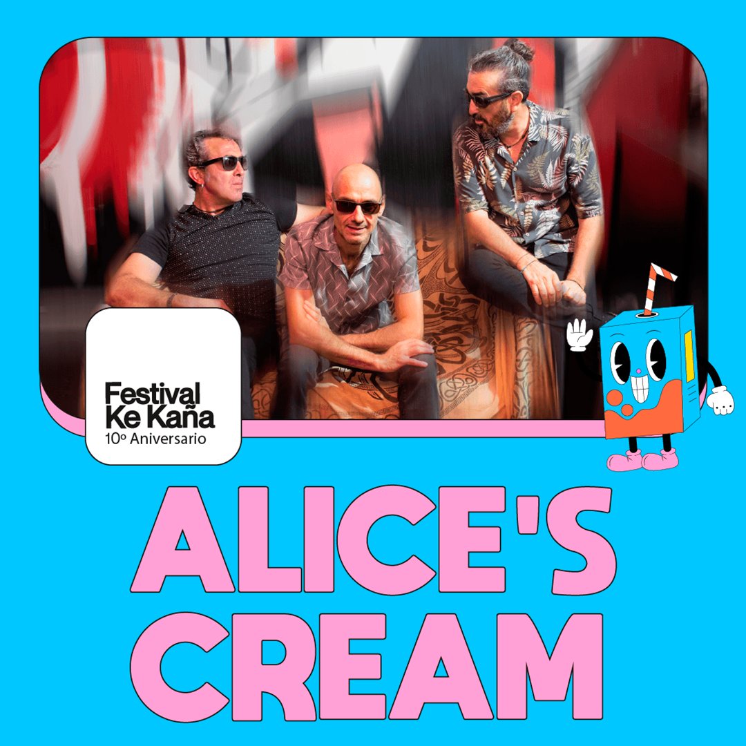 ¡Bienvenidos al Kaña <a href="/AlicesCream/">Alice's Cream</a>! 🎉 Por fin podemos contar con este power trío de Guadalajara en nuestro festi y vamos a disfrutar mucho con su crema sonora donde suenan guitarras afiladas, bajos melódicos y una poderosa sección rítmica 🎸🤘
🎫 mtr.cool/xtppyzmeyn