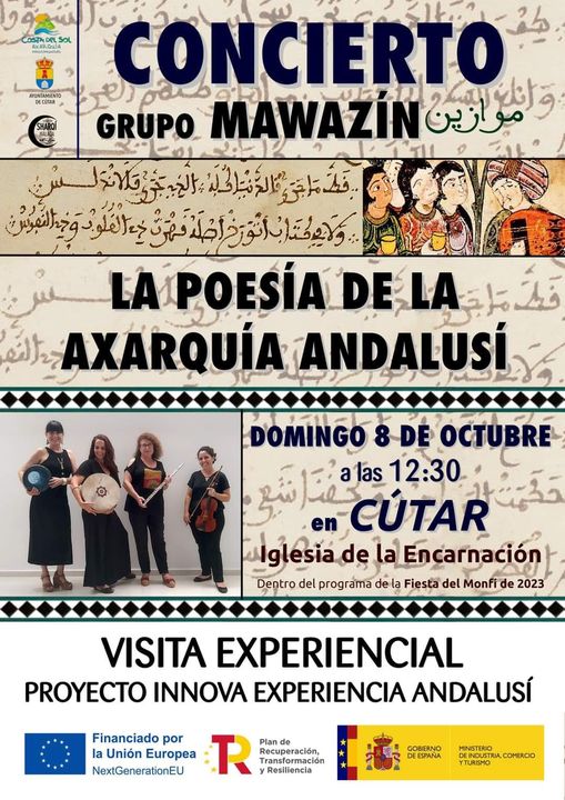 ‘La Poesía de la Axarquía Andalusí’ en Cútar. Proyecto 'Innova Experiencia Andalusí' Ministerio de Industria, Comercio y Turismo puesto en marcha x Secretaría de Estado de Turismo en el Plan de Recuperación, Transformación y Resiliencia financiados con los fondos Next Generation