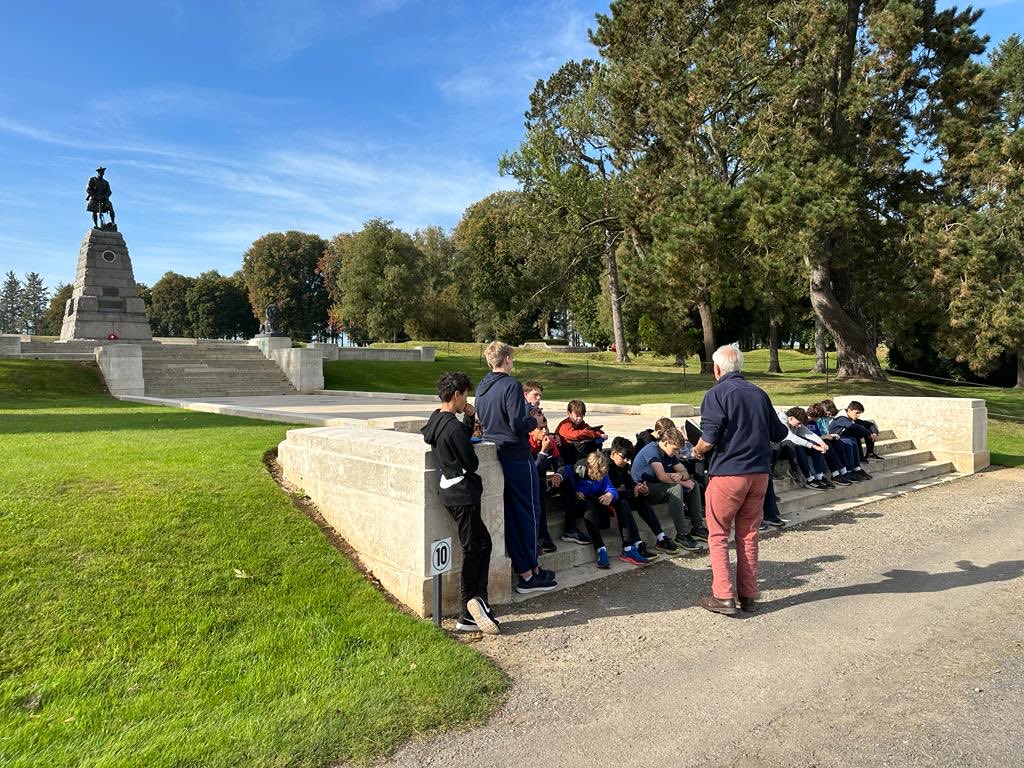 ReedsRev's tweet photo. Outside classroom is proving a success for 3rd form as they learn about the Somme. iPads are out in the bus to record and reflect. https://t.co/EDs21nr8ph