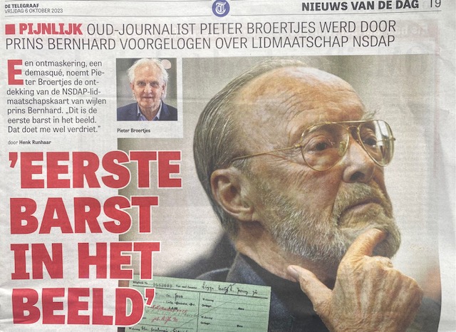 Zegt de voormalige hoofdredacteur van De Volkskrant, 18 jaar nadat Edwin de Roy van Zuydewijn op tv het NSDAP-lidnr van Bernhard bekendmaakte bij Barend &amp; van Dorp en een halve eeuw na het Lockheed-schandaal