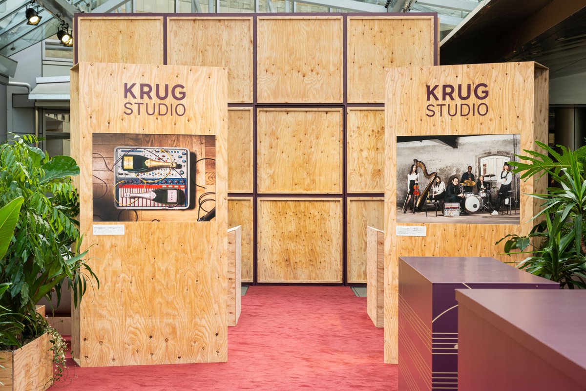 Krug's tweet image. KRUG STUDIO POP-UP MUSIC PAIRING EXPERIENCE IN TOKYO, JAPAN. 
A multi-screen and surround sound experience, powered by @DEVIALET, for a suspended tasting moment in time with Krug. 

Until October 9.

#KrugStudioTokyo
#DevialetPhantom
#KrugxMusic
#TastingSound