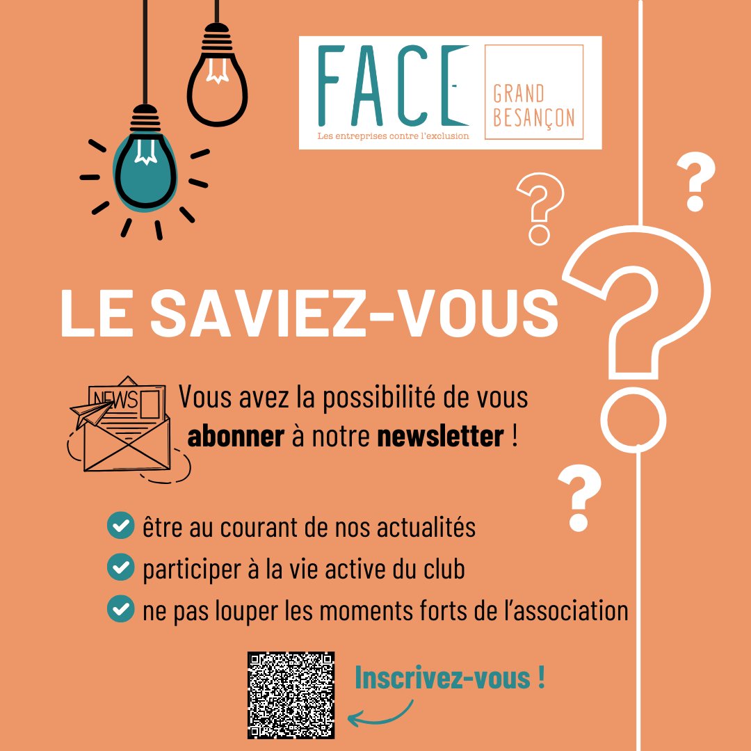 FaceDoubs's tweet image. [Newsletter]

🎉 Nous avons une excellente nouvelle à vous partager...

☝🏻 Vous souhaitez être les premiers à recevoir nos dernières actualités ? Ne cherchez pas plus loin, car notre newsletter est là pour vous !

📧 Inscrivez-vous maintenant : urlz.fr/nUvk
#newsletter