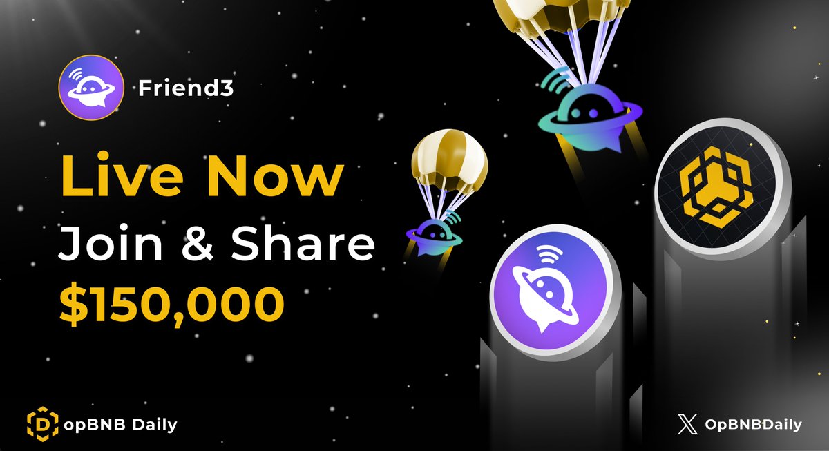 #Epoch2 <a href="/Friend3AI/">Friend3.AI</a> is LIVE! 🚀

💰 Join now for a shot at $150K in $F3 rewards! 

🎯 Engage at app.friend3.group

👉 Tag #Friend3 &amp; <a href="/Friend3AI/">Friend3.AI</a> to join!

Share your invite code below! 👇
