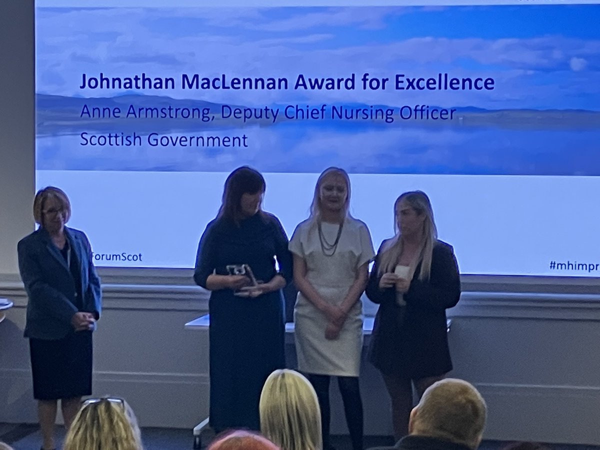 Mental Health Nursing Forum Scotland (@mhnforumscot) on Twitter photo A very fitting winner, the Team from Amulree Ward in <a href="/NHSTayside/">NHS Tayside</a> <a href="/NHST_PPD/">NHS Tayside - Professional & Practice Development</a> receiving the inaugural Johnathan MacLennan Award for Excellence #mhnfs #mhimprove A very fitting winner, the Team from Amulree Ward in <a href="/NHSTayside/">NHS Tayside</a> <a href="/NHST_PPD/">NHS Tayside - Professional & Practice Development</a> receiving the inaugural Johnathan MacLennan Award for Excellence #mhnfs #mhimprove