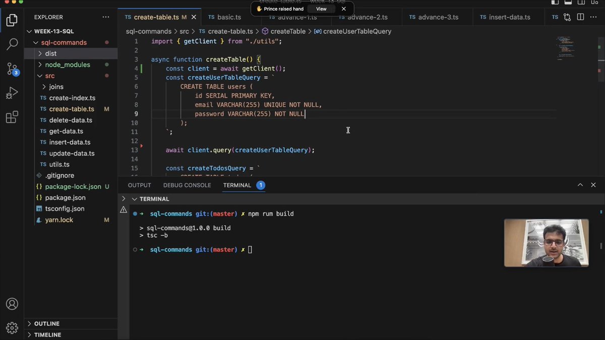 mugdhatanu's tweet photo. Learning PostgreSQL from @kirat_tw's cohort. This video was about basic explanation of stuff like selecting  items from tables, what are keys, why to use sql db over nosql. Also got an overview of advanced concepts like joins https://t.co/hoFVFYeGpF