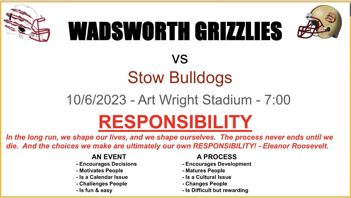 WHSgrizzliesFB's tweet photo. WAKE UP β° !!!
Itβs GAMEDAY π π» π₯
#EffortAttitudeToughness
#LetsEAT
#BeatStow https://t.co/lLH9Z4PW2T