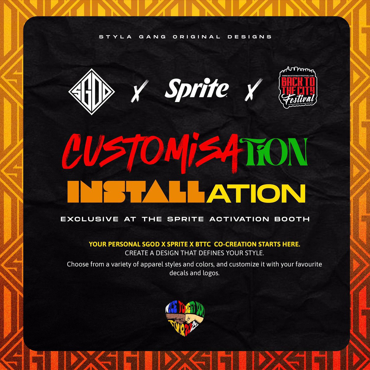 IF YOU LOVE HAVING LIMITED EDITION MERCH THEN THIS IS FOR YOU!!😉

CREATE YOUR OWN <a href="/sgod_za/">BELIEVE IN YOURSELF 🌐</a> X <a href="/sprite_za/">Sprite South Africa</a> X <a href="/BacktothecitySA/">#BTTC2025</a> MERCH AT THE SPRITE ACTIVATION BOOTH AT BACK TO THE CITY THIS SATURDAY 🤛🏽

Better make sure you come early cause it’s first come first served