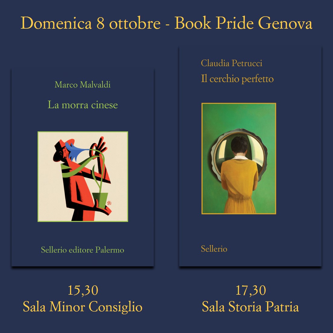 #savethedate Domani vi aspettiamo a #Genova per il @BookPrideBP. Appuntamento alle 15,30 in compagnia di Marco #Malvaldi e Bruno Morchio e alle 17,30 con @cpscrive e Marco Amerighi. #bookpride