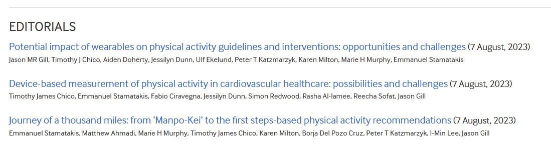 The present &amp; future of #Wearables in research &amp; healthcare. Bundle of 3 editorials in <a href="/BJSM_BMJ/">British Journal of Sports Medicine (BJSM)</a> current issue w. <a href="/JasonGill74/">Jason Gill</a> <a href="/Timchico/">Tim Chico</a> et al

Research bjsm.bmj.com/content/early/…
Healthcare bjsm.bmj.com/content/early/… 
Steps  guidelines bjsm.bmj.com/content/early/…
<a href="/CPC_usyd/">Charles Perkins Centre</a> <a href="/syd_health/">Sydney Health</a>