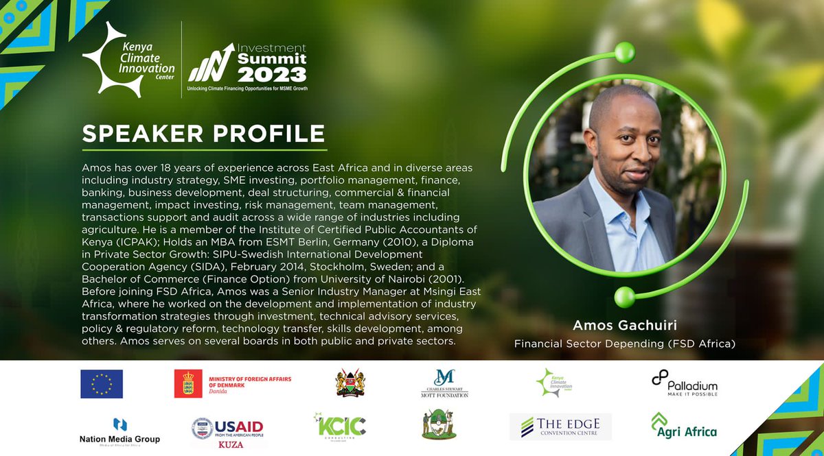 FellMentKE's tweet photo. Excitement overload on Day 3 of #KCICInvest2023! We're unlocking climate financing opportunities for MSME growth. Our lineup of speakers today is amazing. Get to know them better below &amp; join for a mind-blowing experience: 

Join: [https://t.co/2n3xSJ0zIQ] #KCICInvestmentSummit https://t.co/ZSvr6QaTGg
