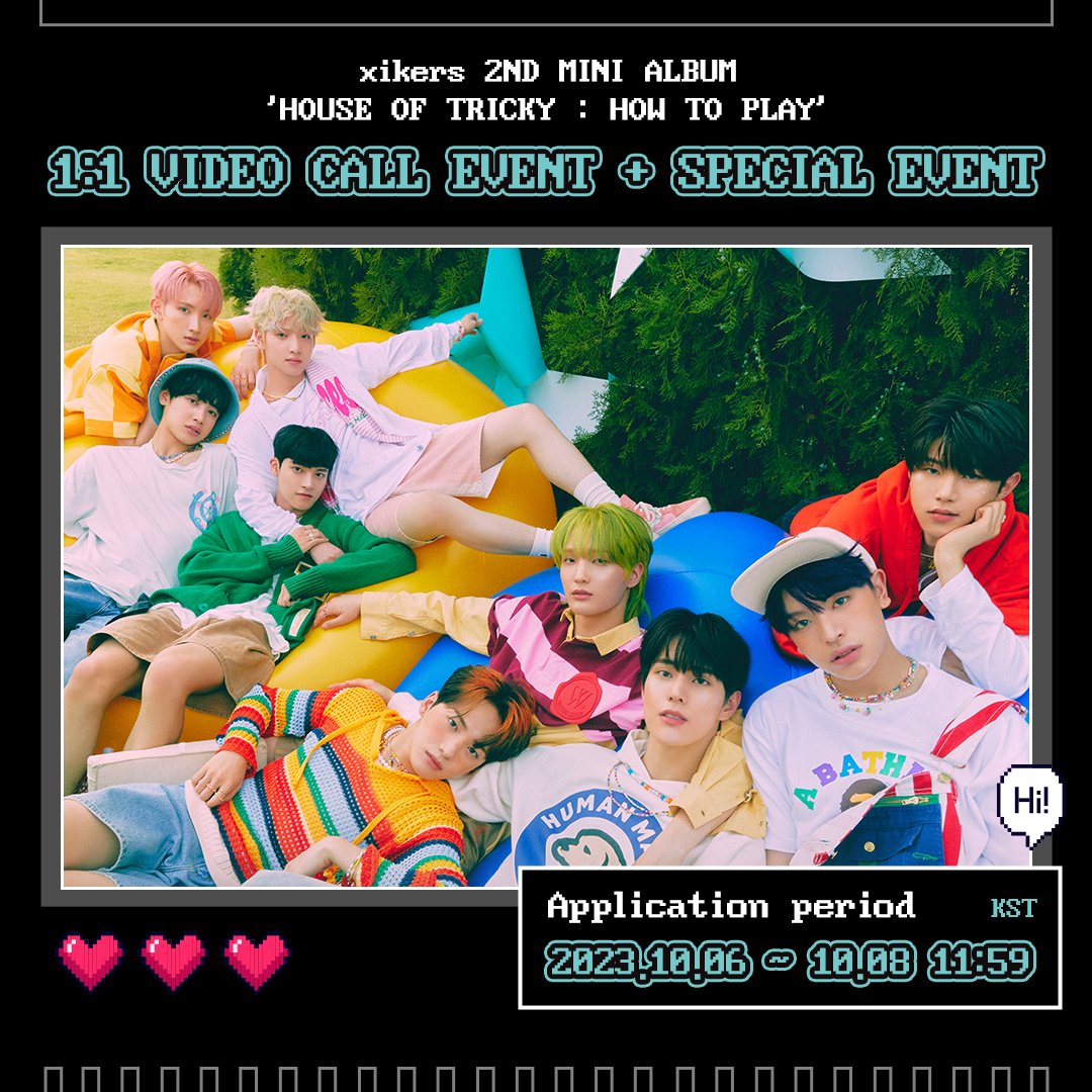 Makestarcorp's tweet photo. #xikers 2ND MINI ALBUM 'HOUSE OF TRICKY : HOW TO PLAY' 1:1 VIDEO CALL EVENT + SPECIAL EVENT OPEN!

💖응모자 포토카드 빨간 망토&amp;늑대 ver.
💖당첨자 응모 멤버의 부적 카드 증정
💖홍보 당첨자 사인 폴라로이드 사진 증정

🗓️23.10.06 ~ 2023.10.08 11:59 (KST)
🔗https://t.co/05Gq0SCJF5 https://t.co/cfEwz6umRb