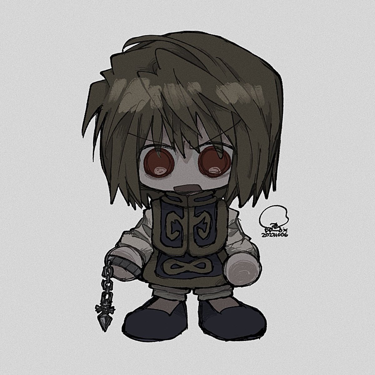 solo 1boy male focus chain chibi red eyes tabard  illustration images