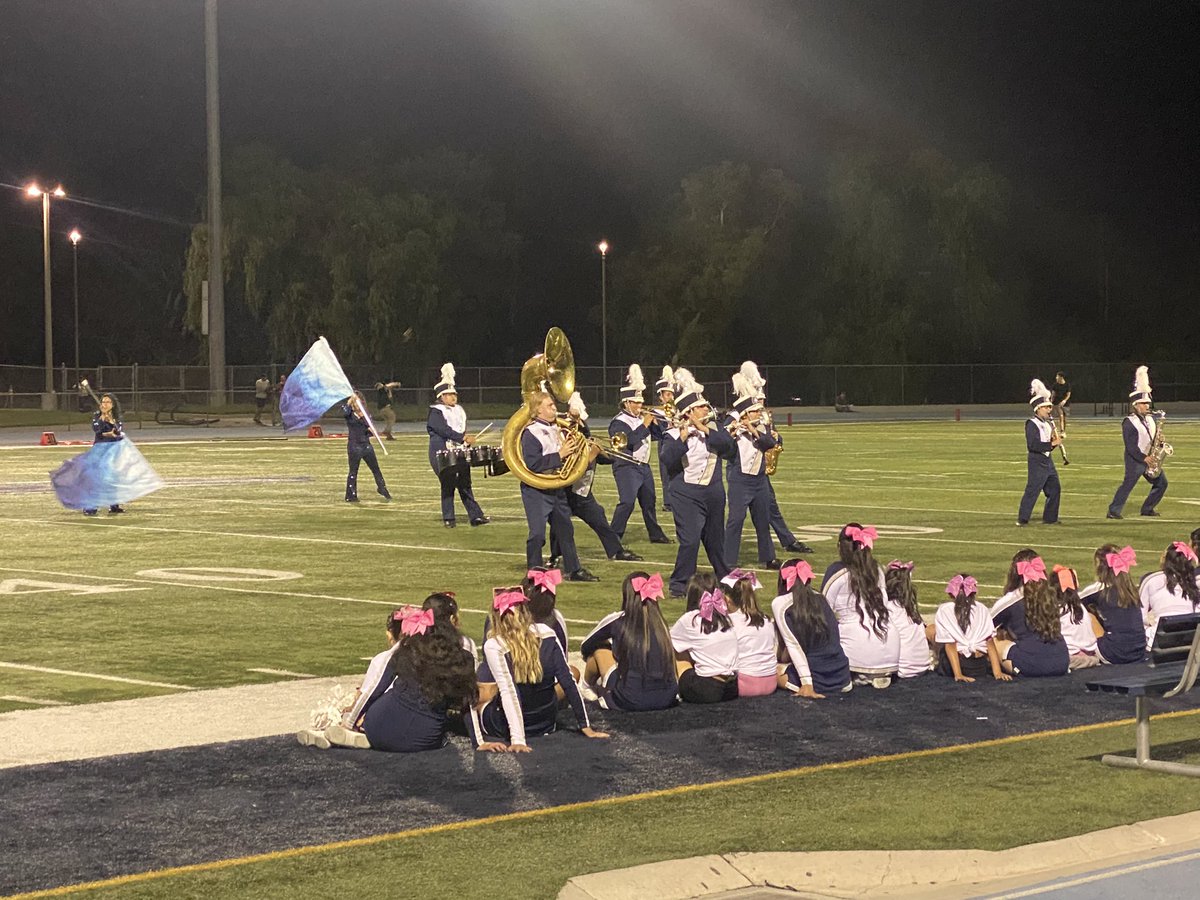 joshjusd's tweet photo. Thursday night Football League battle went down to the last minute. Jaguar band, cheer and football shined tonight! #pinkout @JVHSJaguars @jvhsasb https://t.co/hj8vjoxJRr