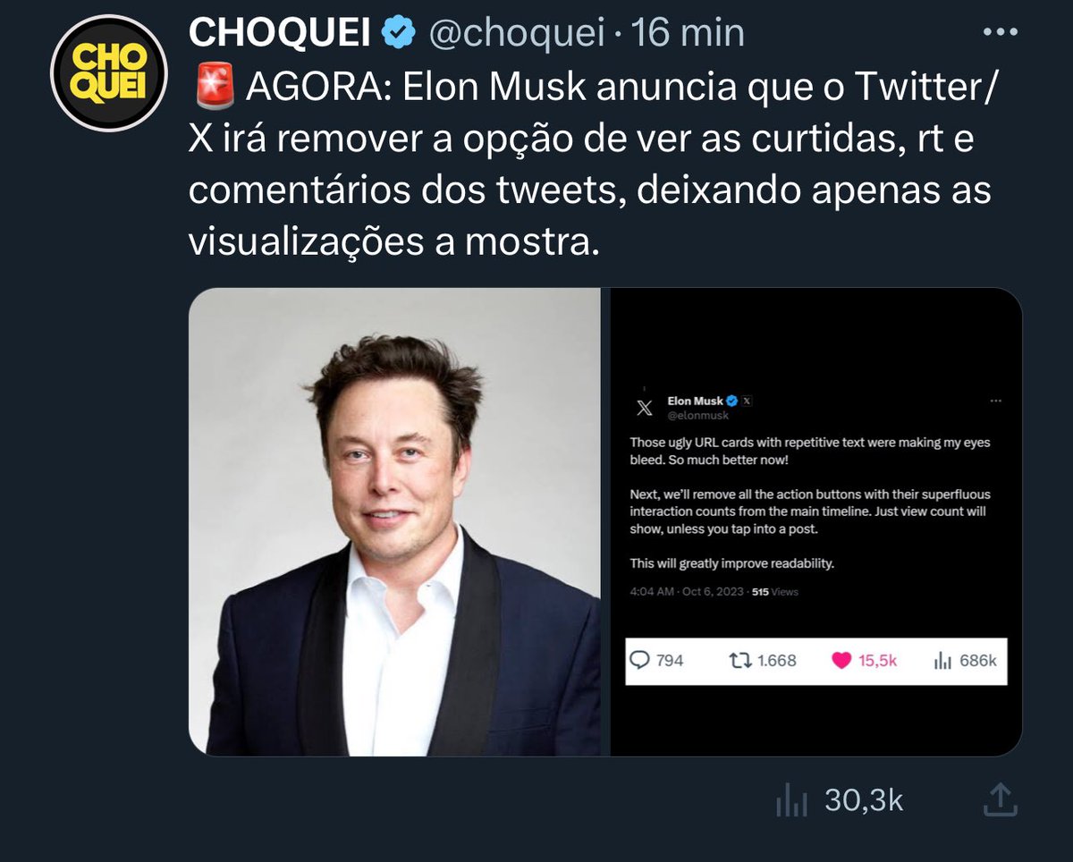 choquei's tweet image. Exemplo de como ficará os tweets.