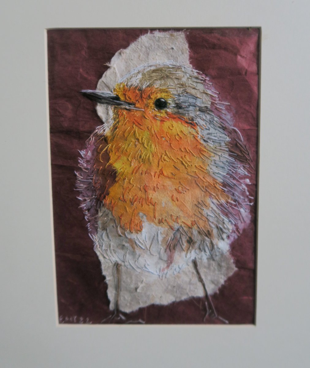Robin original mixed media bird artwork, comes in a white mount. etsy.com/uk/listing/132… #EarlyBiz #MHHSBD #GardenBird #art