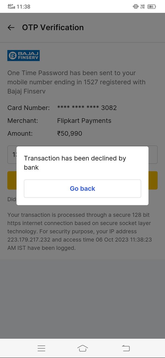 Bishal702551351's tweet image. 🚫 Experiencing issues with my Bajaj Finance EMI card! 😓 Bank declined my transactions. 🏦💳 Need help ASAP! 🆘 #BajajFinance #EMICardProblems #BankIssues