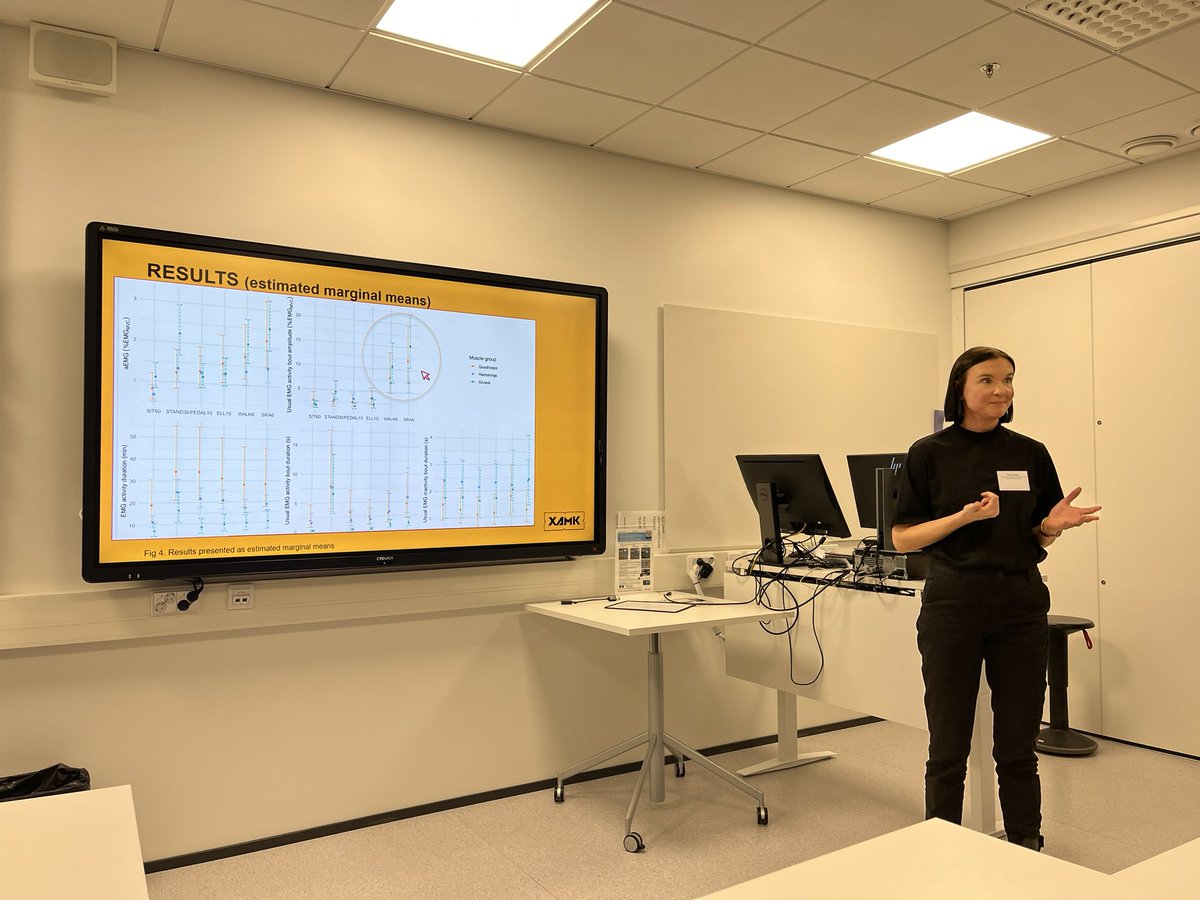 ArtoPesola's tweet photo. @SuviLamberg gave an excellent talk at #nordicpabs about how to optimize your muscle activity when interrupting prolonged sitting; watch this space for Suvi’s first PhD publication 👌 @xamkfi #ActiveLifeLab https://t.co/r8TJO6YG4Y