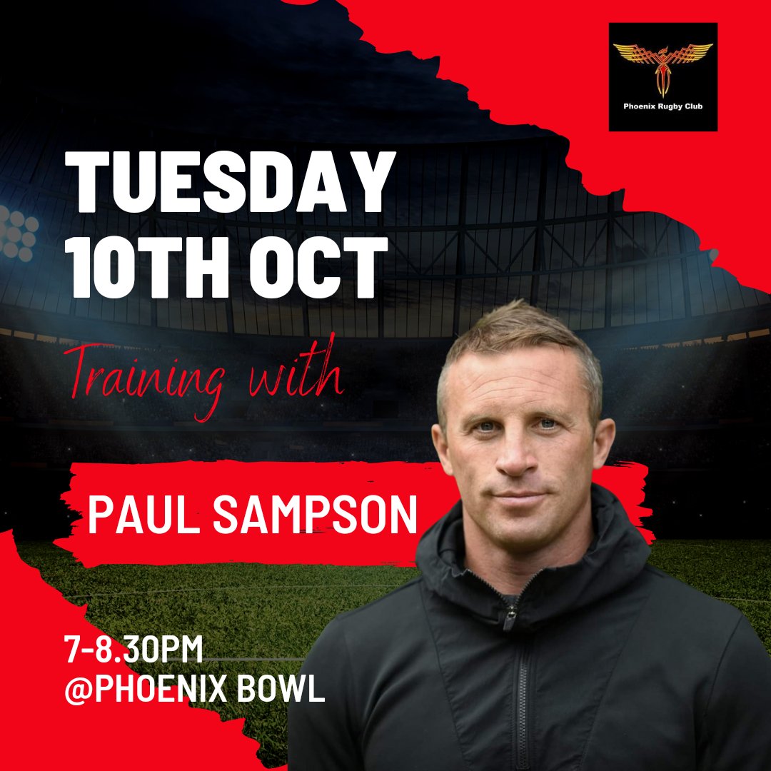 Phoenix_RFC's tweet photo. 🏉ANNOUNCEMENT🏉
We are looking forward to welcoming ex Wasps, Bath, Worcester and England pro Paul Sampson to the Phoenix Bowl this coming Tuesday (10th of Oct) for training.
#phoenixforever https://t.co/MBbeifGjB2