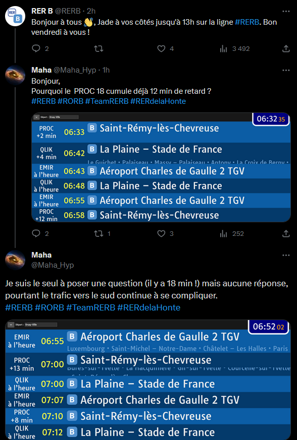 Maha_Hyp's tweet photo. @RERB Le compte @RERB est vraiment débordé (ironie) : aucune réponse pour seulement 2 commentaire (les miens). Service totalement inutile et lamentable. C'est complètement irrespectueux de ne pas répondre et de cacher volontairement des incidents !
#RERB #RORB #TeamRER #RERdelaHonte https://t.co/J3IbH3uDS1