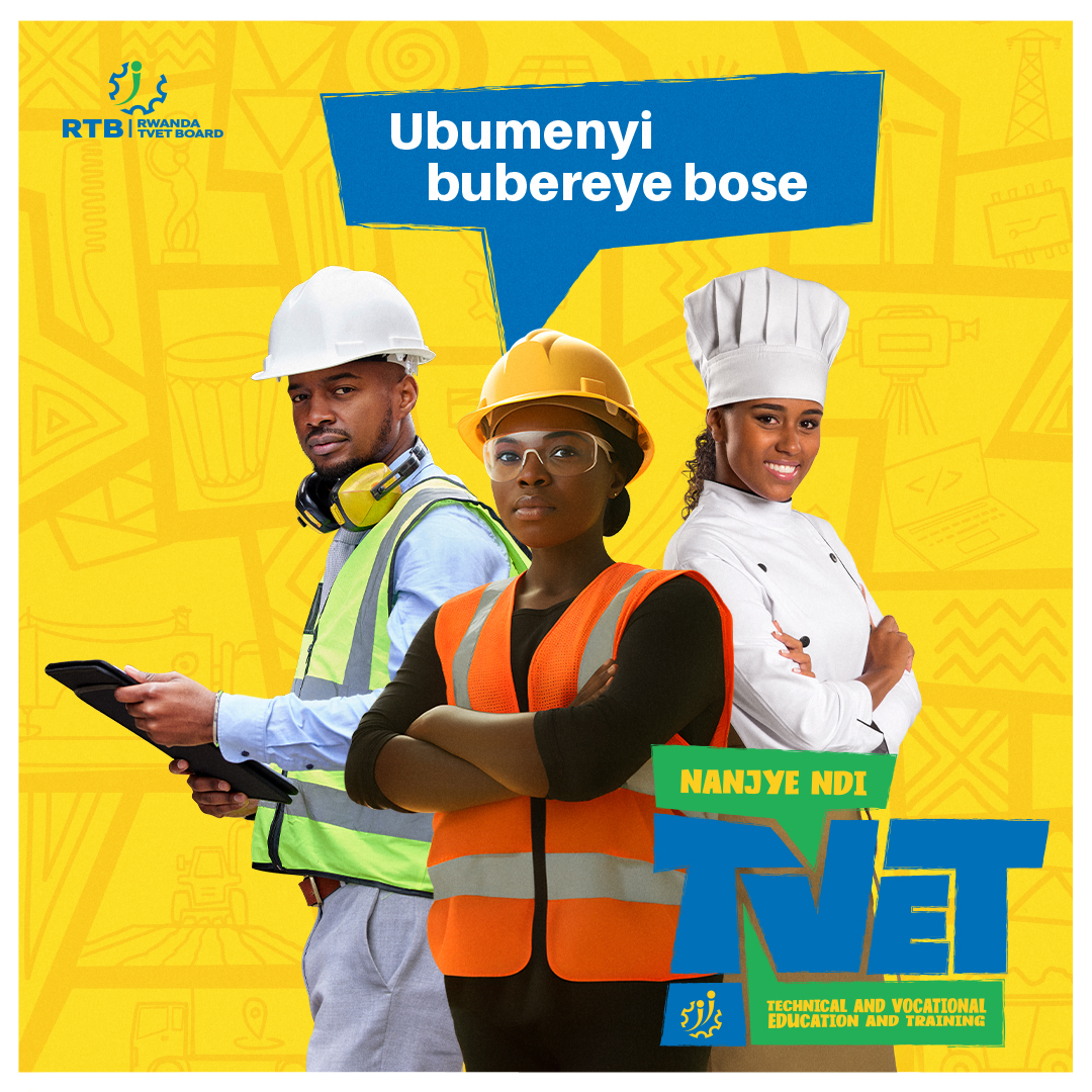 Nta handi wakura ubumenyingiro bukenewe mu bijyanye n'ikorabuhanga, ubukerarugendo, ubuhinzi bugezweho, ubwubatsi, inganda n'ibindi bigezweho ku isoko ry'umurimo atari muri #TVET. Iyandikishe mu ishuri rya Tekiniki-TSS uyu munsi, witeganyirize ejo hawe ritararenga. #NanjyendiTVET
