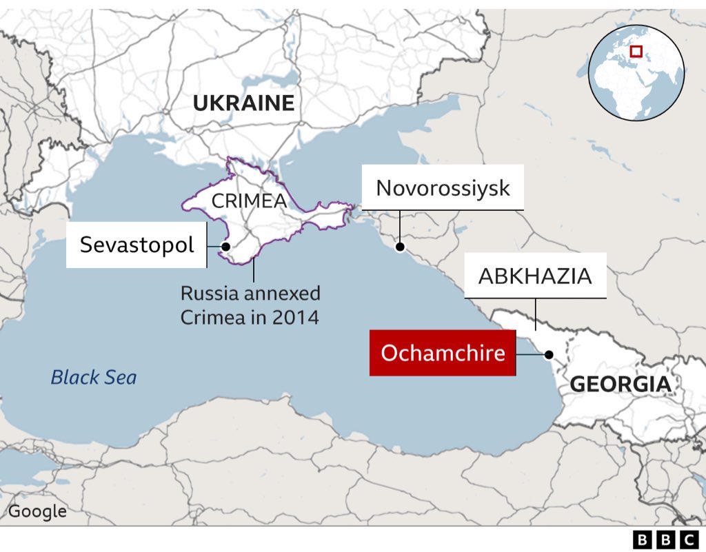 #Russia wants to wants to station its Black Sea Fleet in Ochamchire, in occupied region of #Georgia. Meanwhile @GeorgianDream41 has been building a false narrative of how the west is dragging 🇬🇪 into the war while the only one dragging us somewhere is them , so close to 🇷🇺.