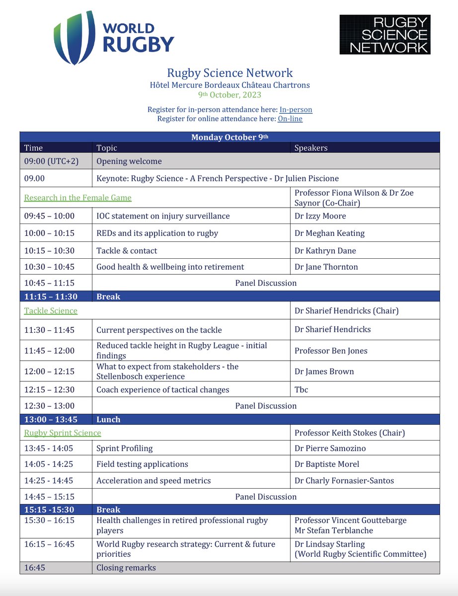 RugbySciNetwork's tweet photo. 🏉Rugby Science Network #RSNLive
Bordeaux (09/10/23) in 3 days!!

Attend In-Person 👇👇
https://t.co/wQrXNKs7Gd…

Attend Online: 👇👇
https://t.co/kMgoyUZ53j… https://t.co/3ou5CKltaX