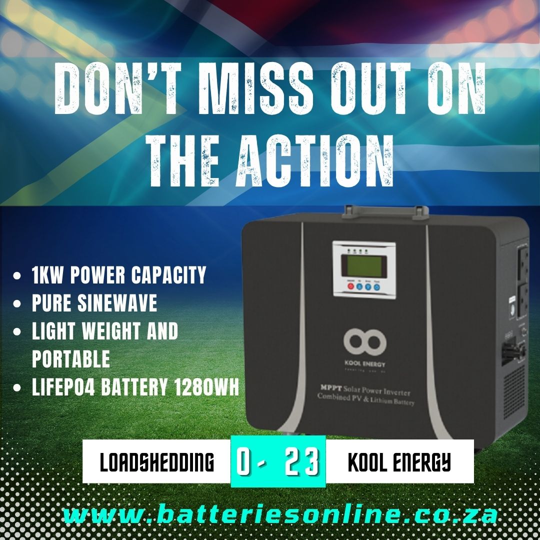 View Online: batteriesonline.co.za/product/kool-e…  
 #MALSolar #BatteriesOnline #EverythingBatteries #LoadsheddingSolution #Loadshedding #PlugandPlay #BatteriesforEverything #Batteries #Battery #Lithium #AllSizes #Rechargeable #InvertersontheGo #RugbyWorldCup #DontMissOut #KoolEnergy