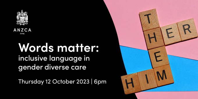 ANZCA's tweet image. Join us next week for the first webinar in a series exploring topical issues in #GenderEquity in #healthcare.  @ACONhealth will discuss use of #InclusiveLanguage for gender diverse communities with the @ANZCA gender equity sub-committee.

Register: bit.ly/3t0NNSR
