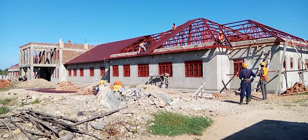 The new Moyo district headquarters' main administration block being constructed with funding from DRDIP. Site managing engineer Joseph Toleka says the the project is now at 70% to completion.